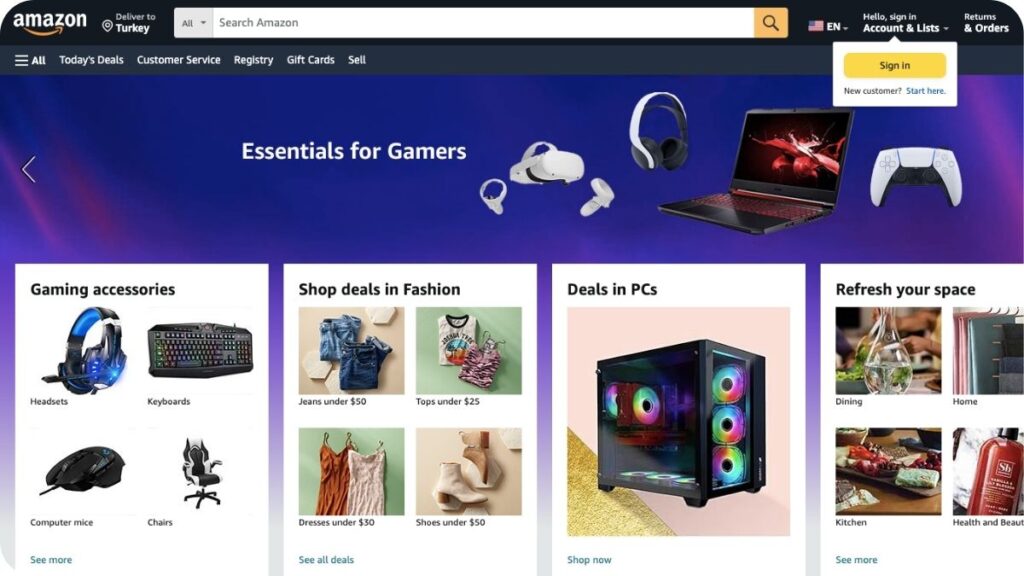 En iyi yurt dışı pazar yerleri 1. Amazon