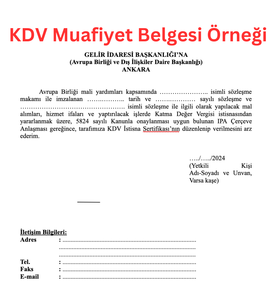 KDV muafiyet belgesi örneği